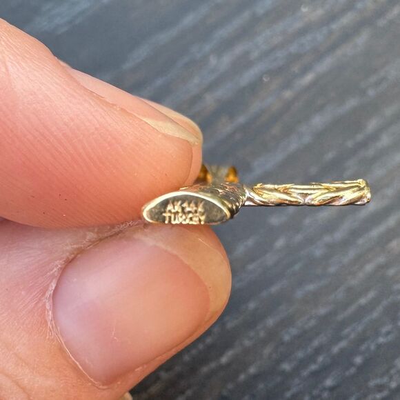 Vintage AK 14K GOLD BYZANTINE CROSS PENDANT Yellow White Reversible, Turkey 2.2G - Picture 7 of 9